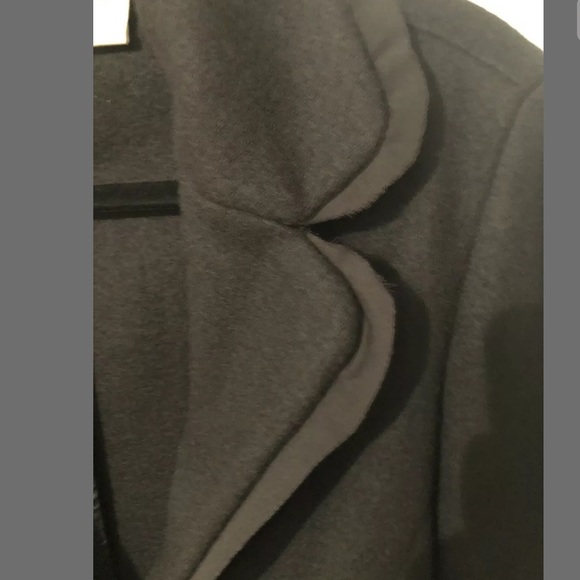 J Jill Wool Blazer Jacket Black Chiffan Trim Snap - Picture 3 of 7